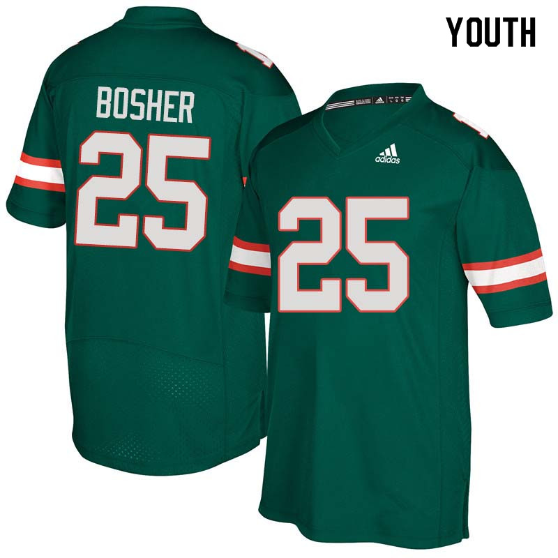 Youth Miami Hurricanes #25 Matt Bosher College Football Jerseys Sale-Green - Click Image to Close